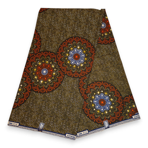 Afrikaanse stof - Oranje dotted print - 100% katoen