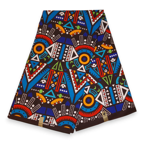 Afrikaanse print stof - Blauwe Tribal Patterns - 100% katoen