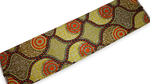 African fabric Super Wax - Yellow Orange Circle Link Mosaic