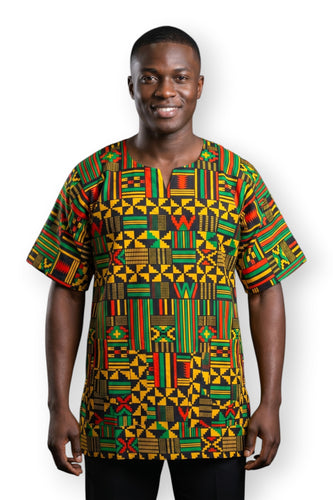 Chemise dashiki / Robe dashiki - Noir Jaune Kente - Top imprimé africain - Unisexe
