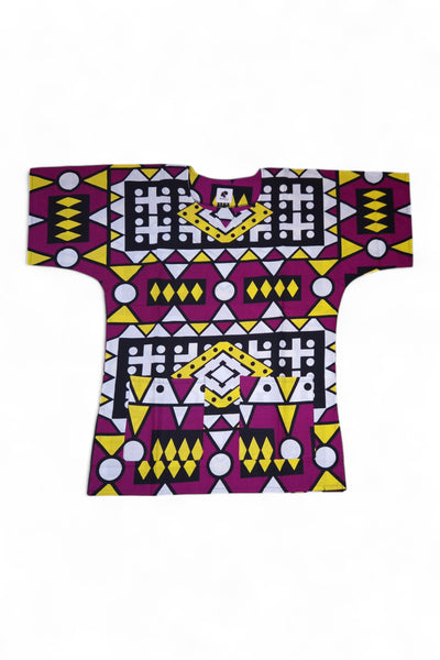 Purple Yellow Samakaka Dashiki Shirt / Dashiki Dress - African print top - Unisex