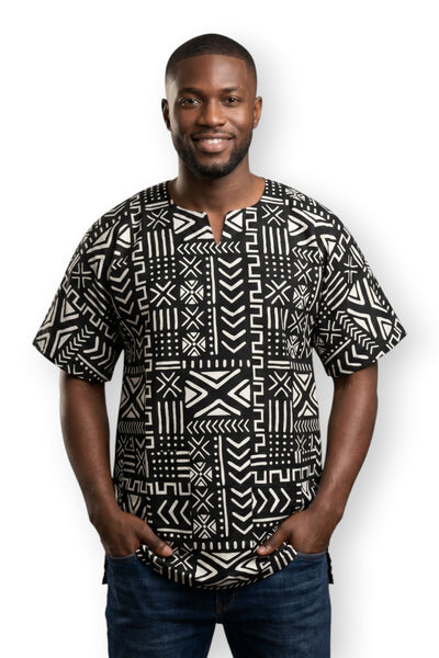 Zwart Wit Bogolan Symbols Dashiki Shirt / Dashiki Jurk - Afrikaans shirt - Unisex