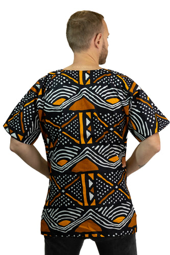 Zwart Bogolan Dashiki Shirt / Dashiki Jurk - Afrikaans shirt - Unisex