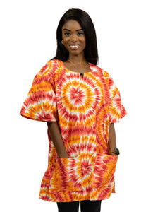 Oranje Tie-dye Dashiki Shirt / Dashiki Jurk - Afrikaans shirt - Unisex