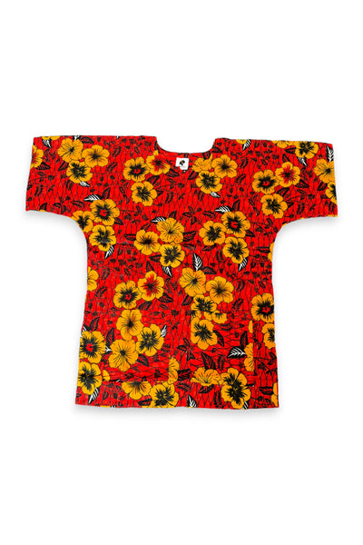 Rode Flowers Dashiki Shirt / Dashiki Jurk - Afrikaans shirt - Unisex