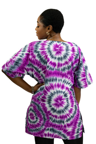 Purple Tie Dye Dashiki Shirt / Dashiki Dress - African print top