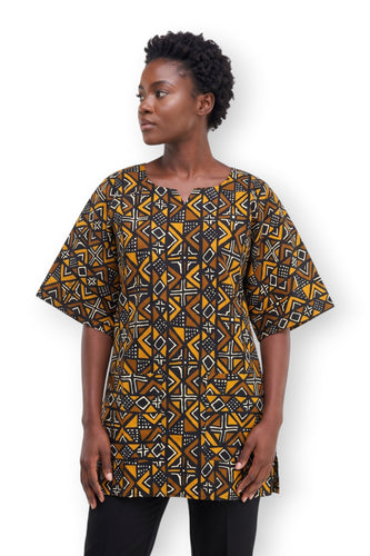 Chemise dashiki / Robe dashiki - Marron Bogolan Heritage - Top imprimé africain - Unisexe