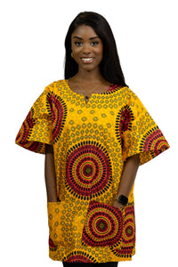 Oranje Dotted Patterns Dashiki Shirt / Dashiki Jurk - Afrikaans shirt - Unisex