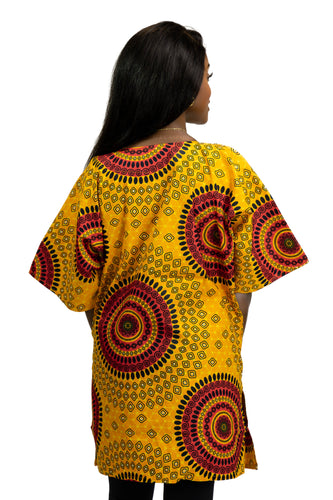 Chemise dashiki / Robe dashiki - Orange Dotted Patterns - Top imprimé africain - Unisexe