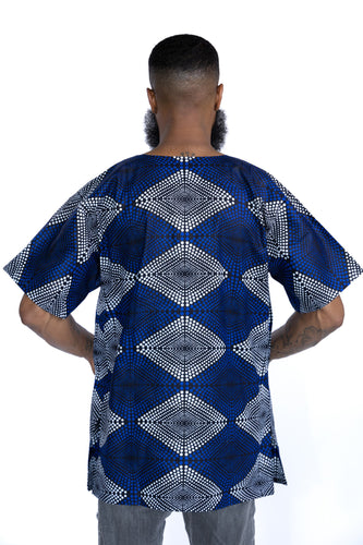 Blauwe diamonds Dashiki Shirt / Dashiki Jurk - Afrikaans shirt - Unisex