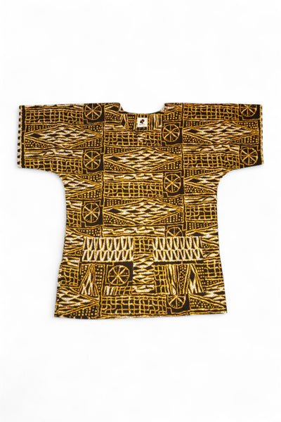 Black Yellow Ndop Cameroon Dashiki Shirt / Dashiki Dress - African print top - Unisex
