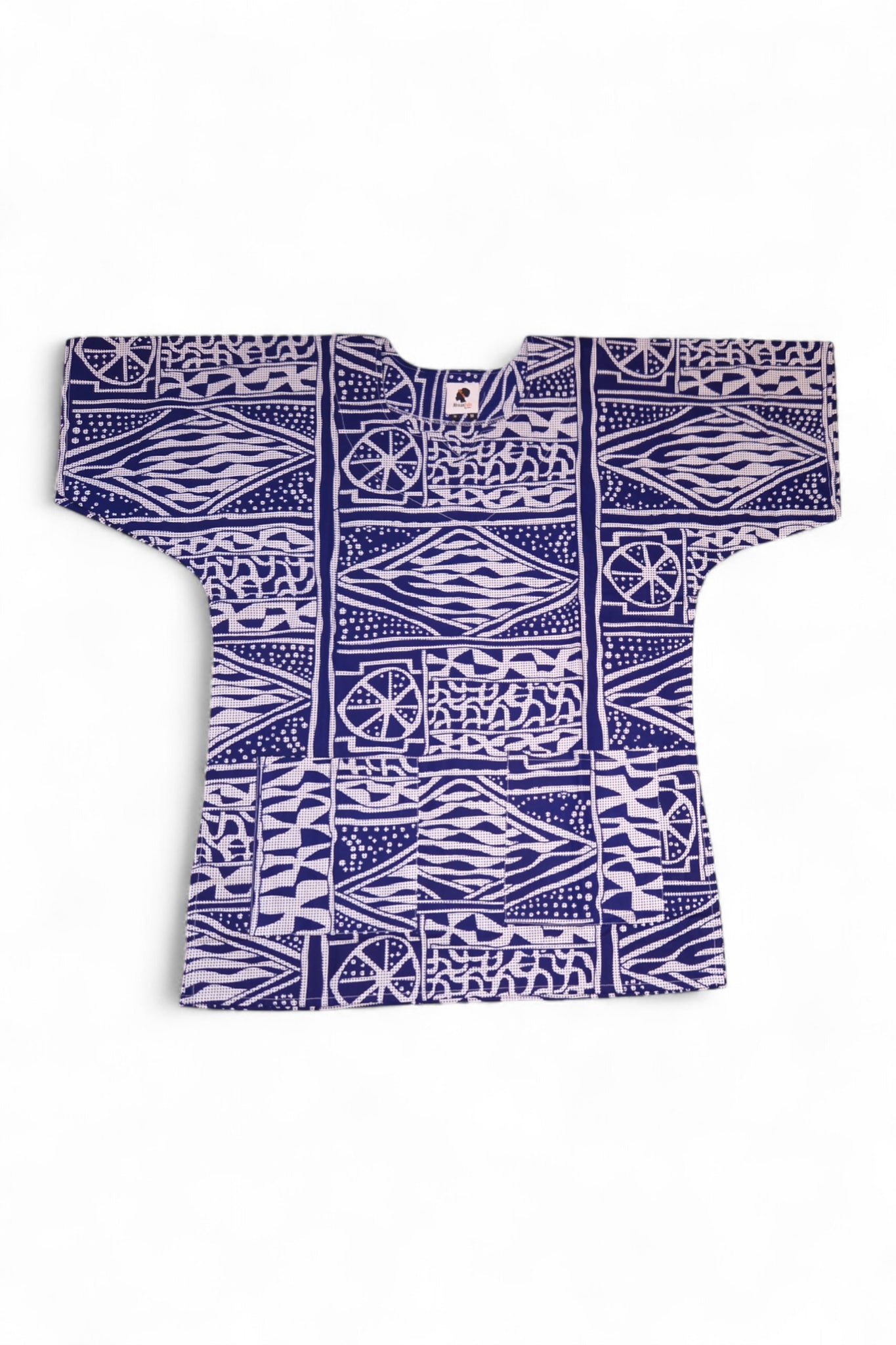 Blue Ndop Cameroon Dashiki Shirt / Dashiki Dress - African print top - Unisex