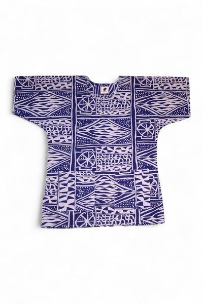 Blue Ndop Cameroon Dashiki Shirt / Dashiki Dress - African print top - Unisex