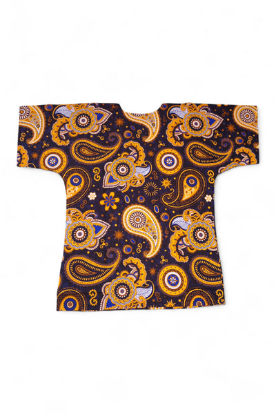 Chemise dashiki / Robe dashiki - Bleu marine Jaune Paisley - Top imprimé africain - Unisexe