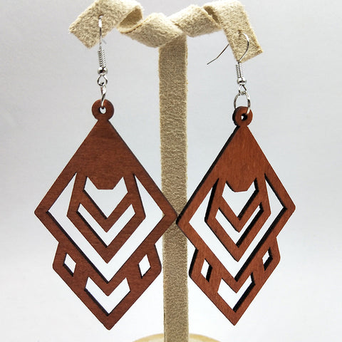African Print Earrings | Afrikaans bruin houten oorbellen