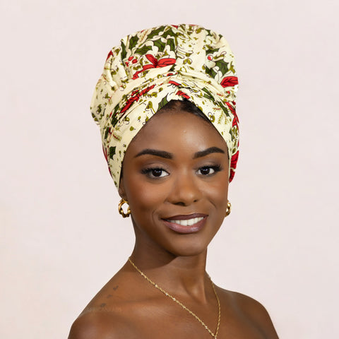 Turban facile - Bonnet en satin - couleur crème