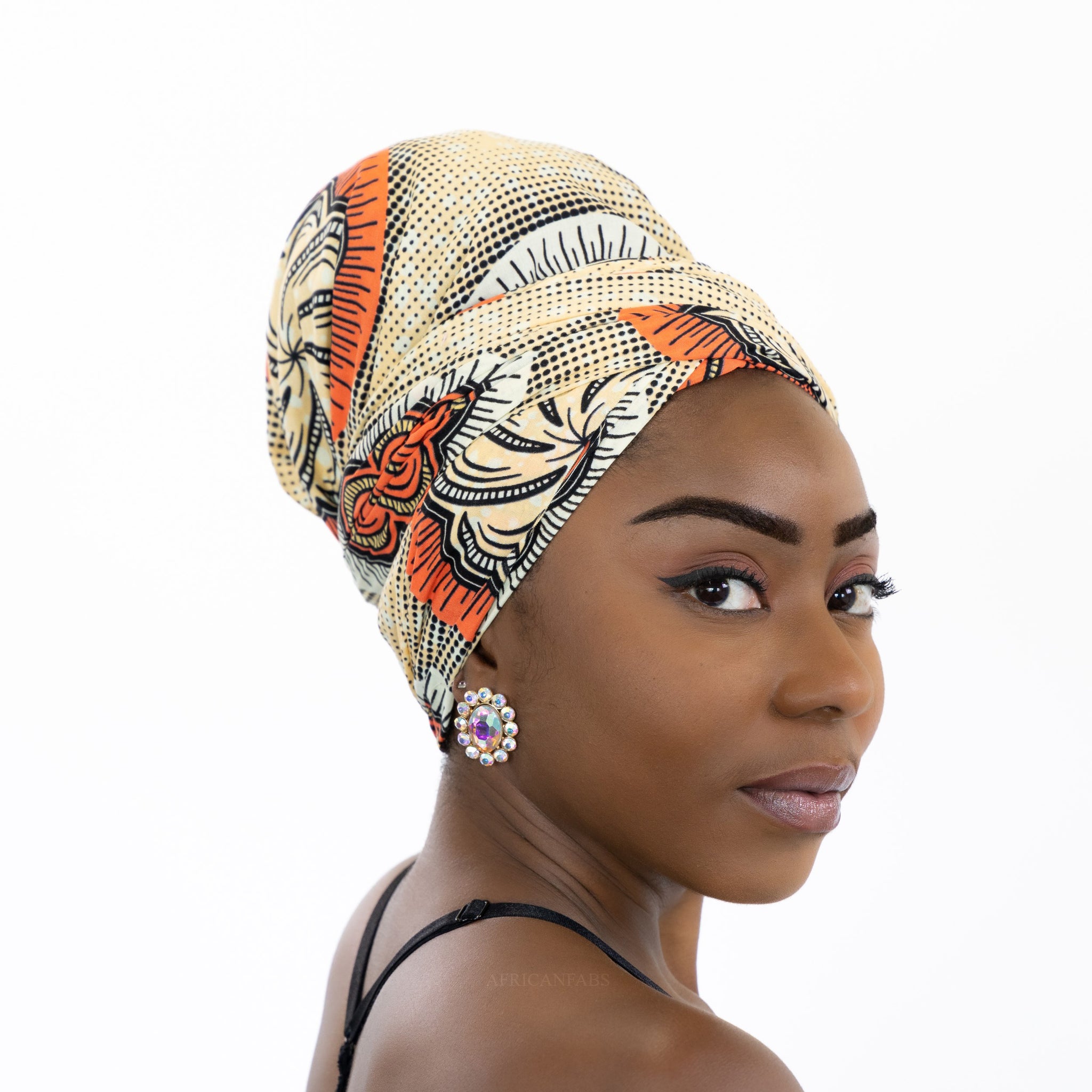 Easy headwrap / hoofddoek - Satijnen binnenkant - Zalm