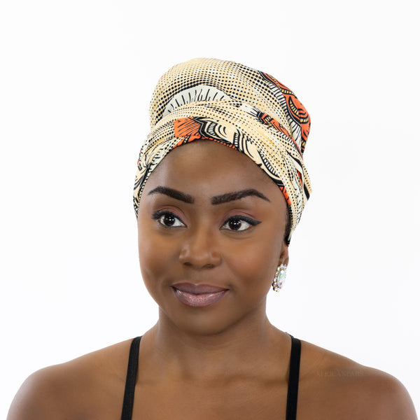 Easy headwrap / hoofddoek - Satijnen binnenkant - Zalm