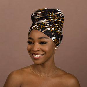 Easy headwrap / hoofddoek - Satijnen binnenkant - Bruin