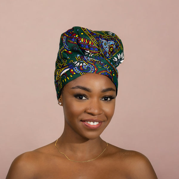 Easy headwrap / hoofddoek - Satijnen binnenkant - Multicolor Paisley