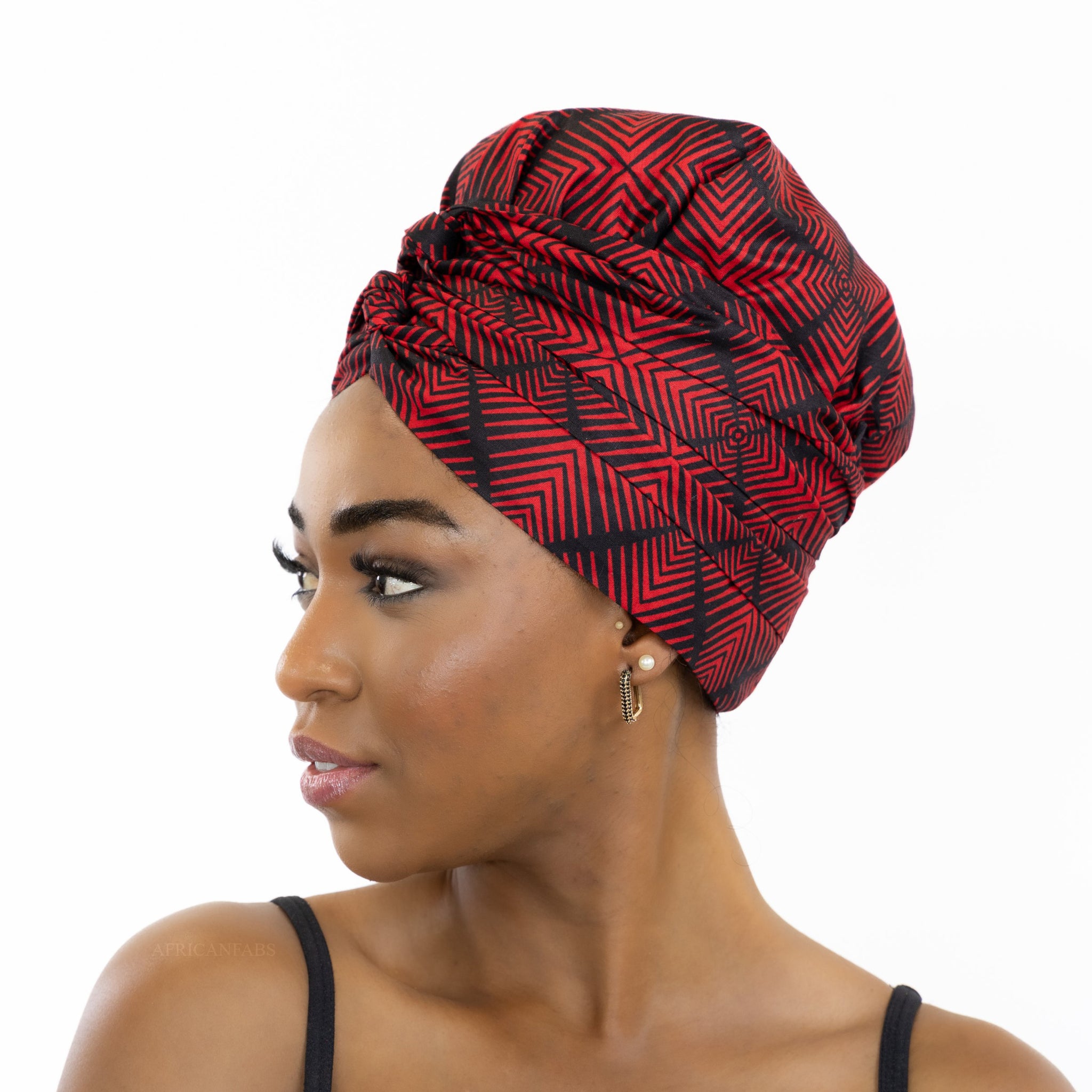 Easy headwrap / hoofddoek - Satijnen binnenkant - Rode Swirl