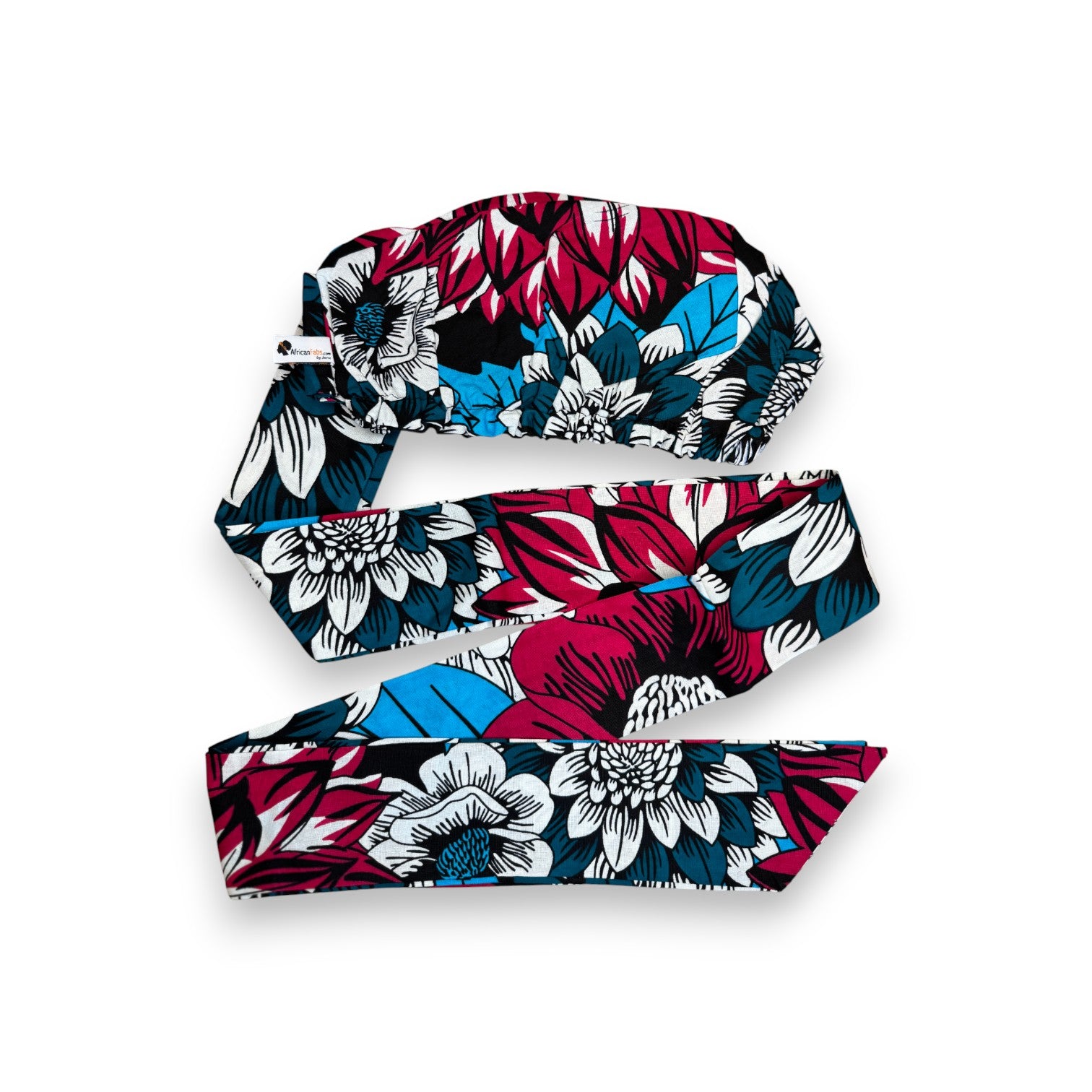 Easy headwrap / hoofddoek - Roze & Teal Bloemen