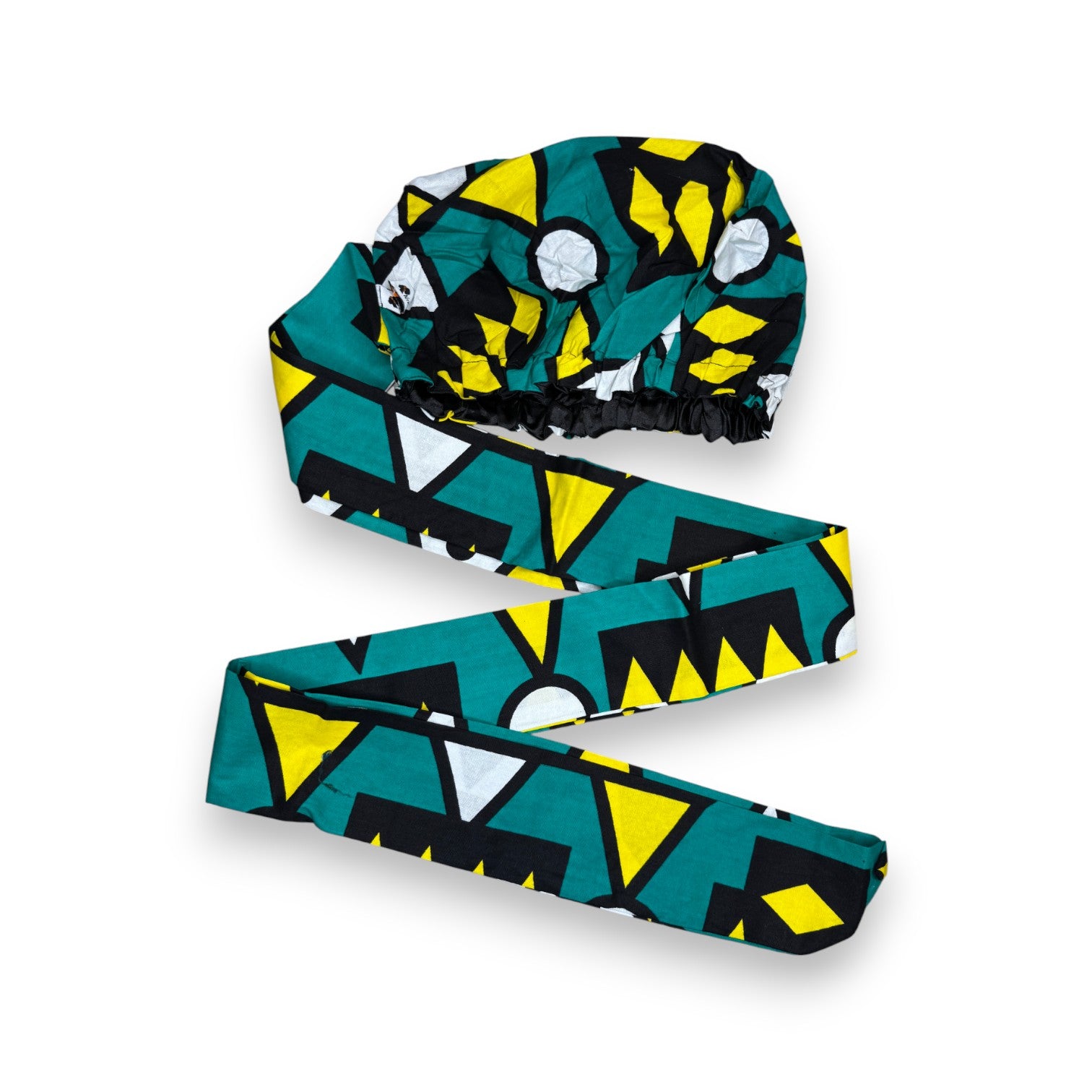 Easy headwrap / hoofddoek - Turquoise Geel Samakaka / Samacaca