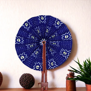 Afrikaanse handwaaier - Ankara print waaier - Kwame - Blauw