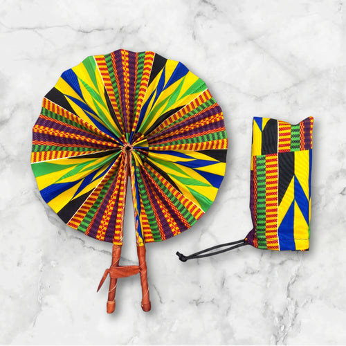 Afrikaanse handwaaier - Ankara print waaier - Multicolor Kwaku