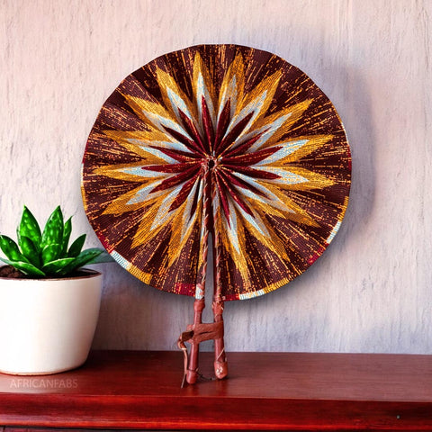 African Hand fan - Ankara print Hand fan - Kujoe - Dark yellow