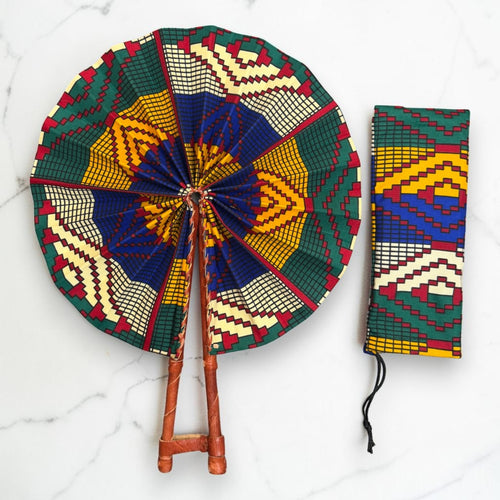 Afrikaanse handwaaier - Ankara print waaier - Multicolor Kojo