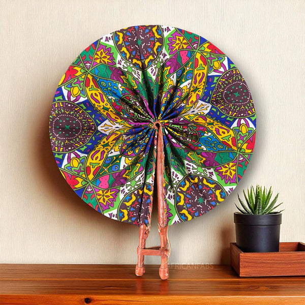 African Hand fan - Ankara print Hand fan - Multicolor Kehinde