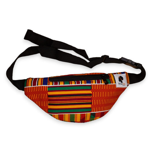 Afrikaanse print heuptasje / Fanny pack - Oranje / gele bogolan - Festival tasje met verstelbare band