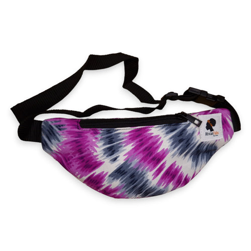 African Print Fanny Pack - Purple Tie Dye - Ankara Waist Bag / Bum bag / Festival Bag with Adjustable strap