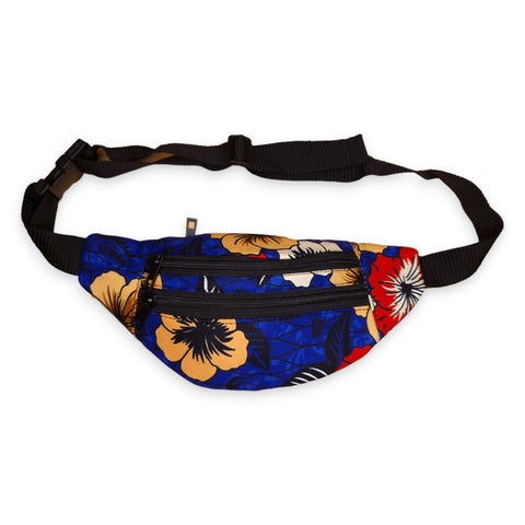 African Print Fanny Pack - Blue - Ankara Waist Bag / Bum bag / Festival Bag with Adjustable strap