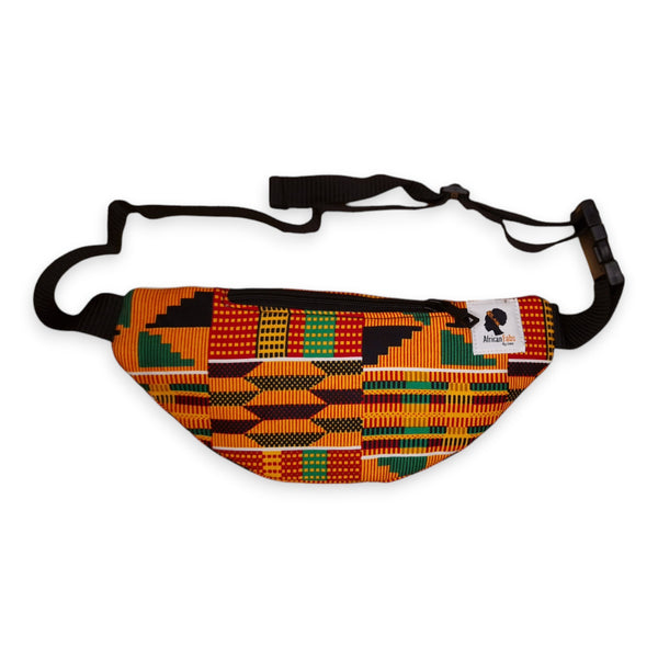 Afrikaanse print heuptasje / Fanny pack - Oranje Kente - Festival tasje