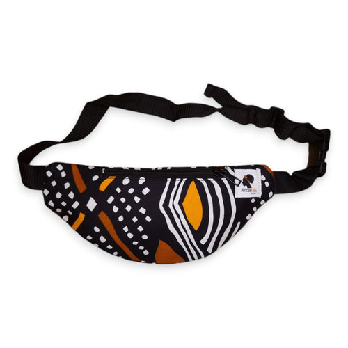 Afrikaanse print heuptasje / Fanny pack - Bruin Zwarte Bogolan - Festival tasje