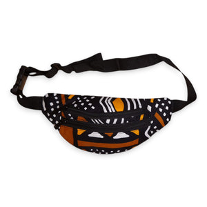 Afrikaanse print heuptasje / Fanny pack - Bruin Zwarte Bogolan - Festival tasje