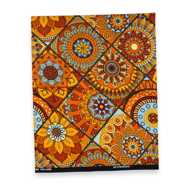 Fat Quarter African Wax Print Fabric - Orange FTQ 8711 - Quilting & Patchwork (45 x 57 cm / 18 x 22 inch)