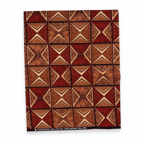 Fat Quarter African Wax Print Fabric - Brown FTQ 8712 - Quilting & Patchwork (45 x 57 cm / 18 x 22 inch)