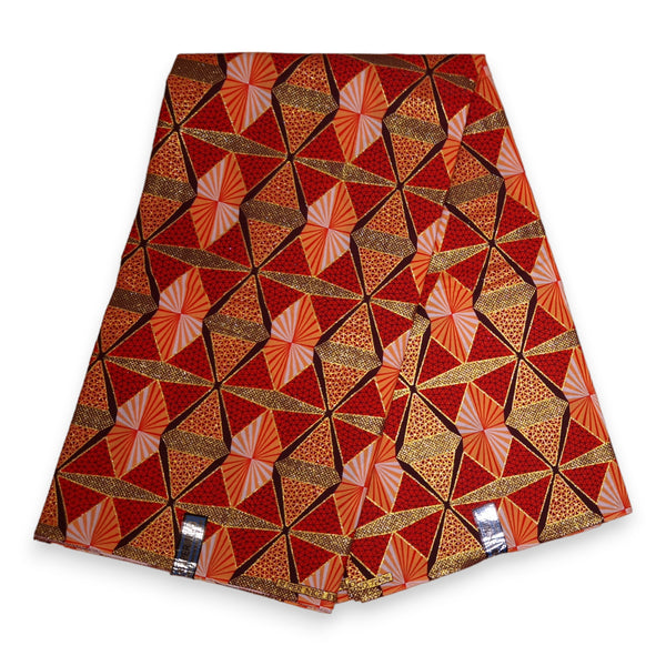 Tissu imprimé africain - Effets pailletés exclusifs 100% coton - GL-4007 Rouge Orange Or
