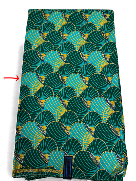 Afrikaanse stof - Exclusief versierd met glittereffecten 100% katoen - GL-4014 Groen Goud (Belangrijk: graag lezen)