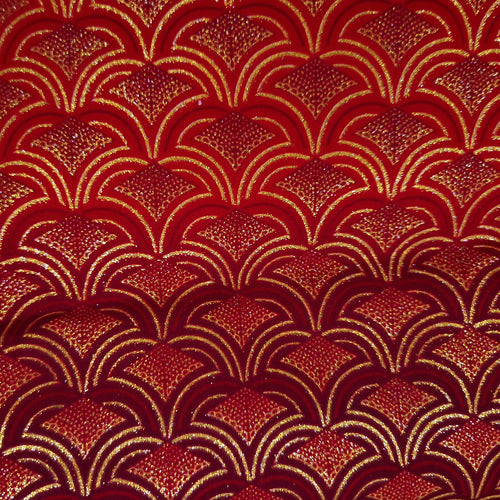 Tissu imprimé africain - Effets pailletés exclusifs 100% coton - GL-4022 Rouge Or