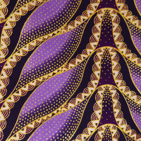 African print fabric - Exclusive Embellished Glitter effects 100% cotton - GL-4025 Purple Gold