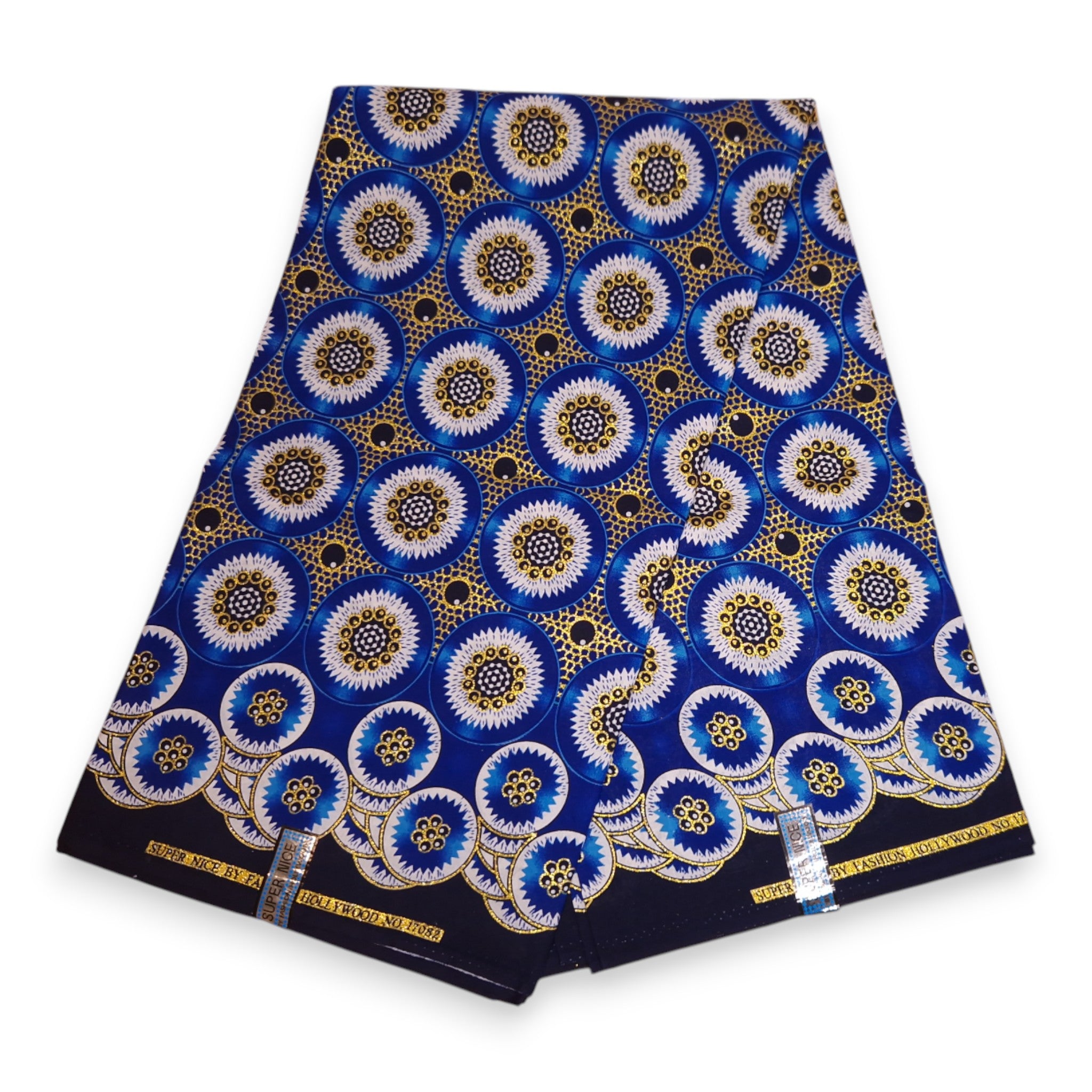 African print fabric - Exclusive Embellished Glitter effects 100% cotton - GL-4031 Blue Gold