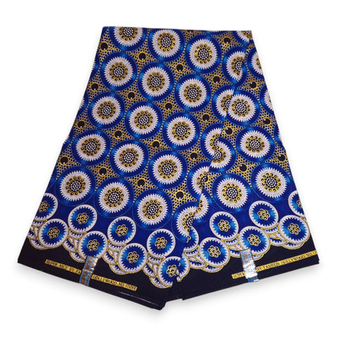 Afrikaanse stof - Exclusief versierd met glittereffecten 100% katoen - GL-4031 Blauw Goud