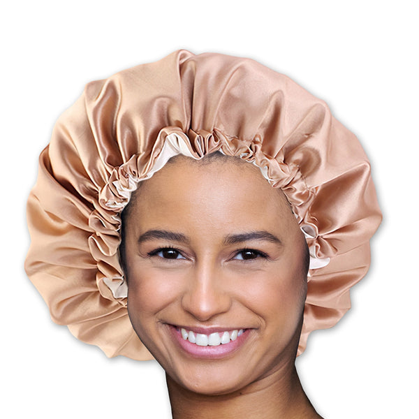 SATIN SET - Bescherm je haar & huid - Kaki Satijnen Slaapmuts + 2 x Kaki Satijnen kussensloop
