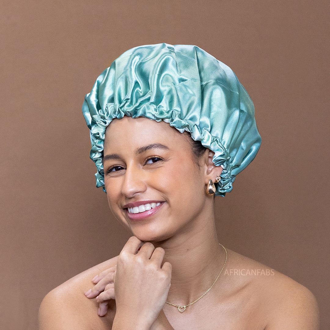 Mint green Satin Hair Bonnet ( Adjustable & Reversable Satin Night sleep cap )