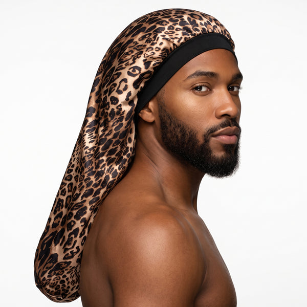 Bonnet en satin pour dreadlocks / Tresses / Rasta - Dreadsock imprimé léopard / Bonnet de nuit en satin / Bonnet pour cheveux