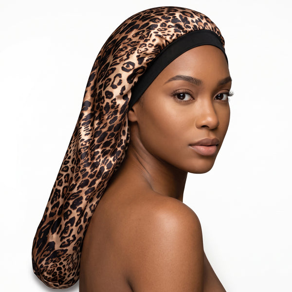 Bonnet en satin pour dreadlocks / Tresses / Rasta - Dreadsock imprimé léopard / Bonnet de nuit en satin / Bonnet pour cheveux